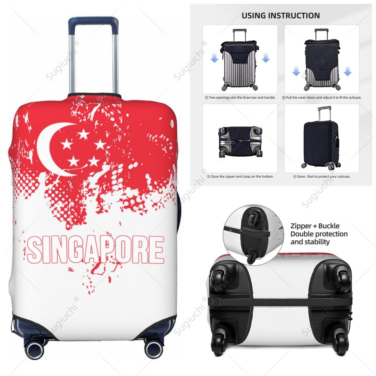 Travel Accessories Singapore - Capa de bagagem com bandeira de