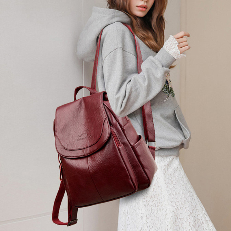 9 cores mulheres mochilas de c - Travel Accessories Leather avaliação e preço
