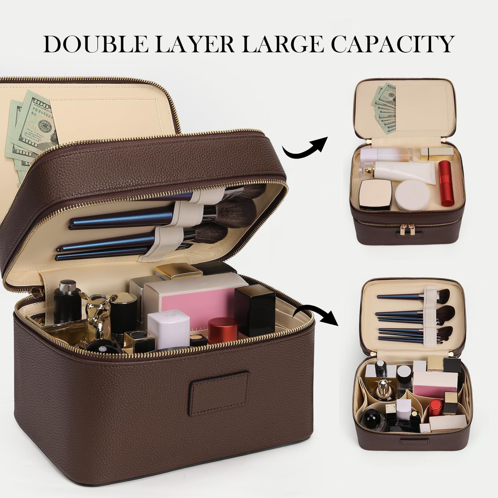 Bolsa de Cosméticos de Luxo de - Travel Accessories Leather avaliação e preço