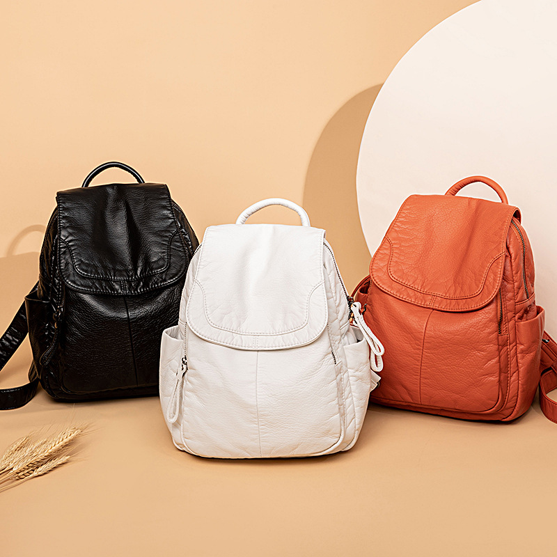 Mochila de couro branca lavada - Travel Accessories Leather avaliação e preço